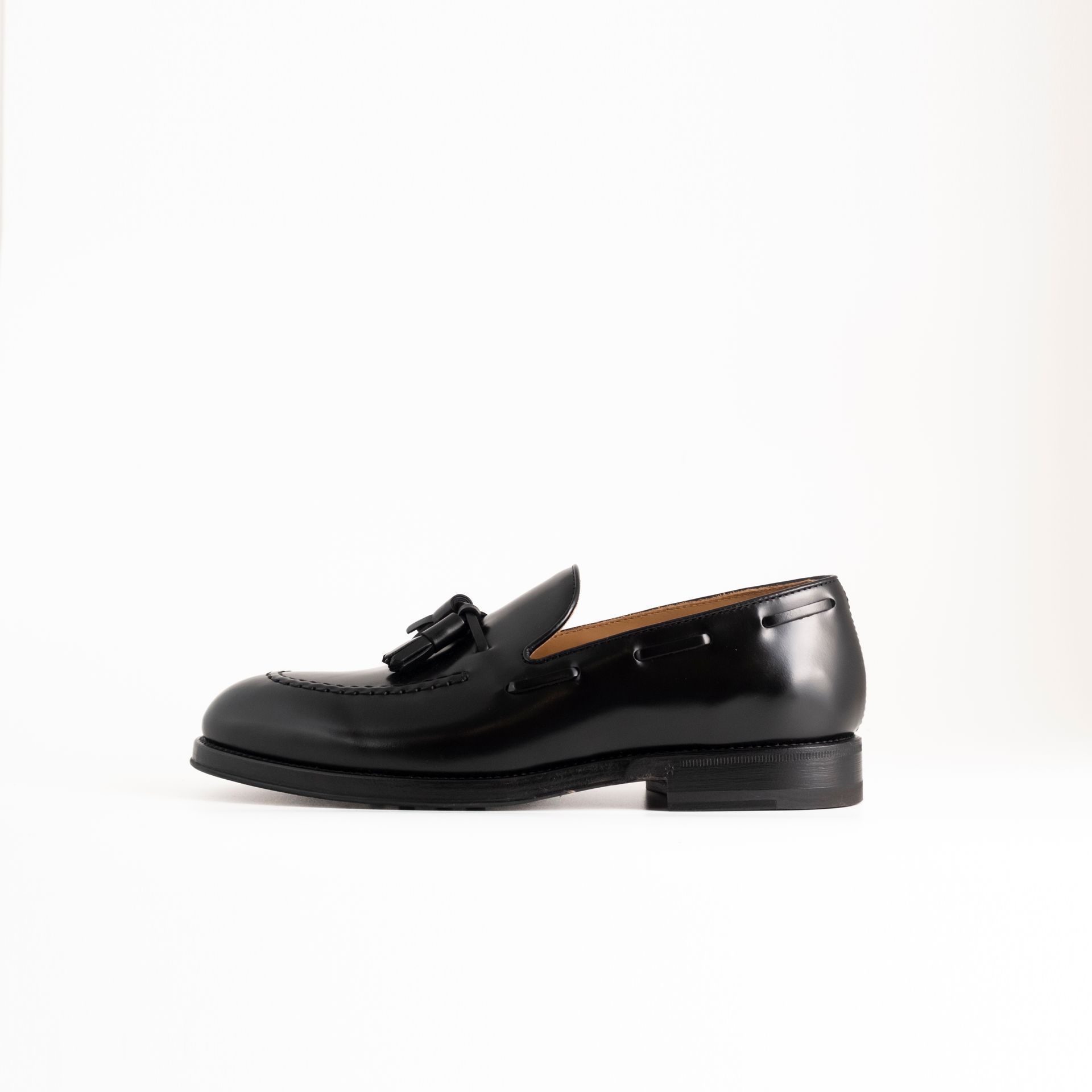 HENDERSON TASSEL LOAFERS spazzolato nero , fondo mezza gomma