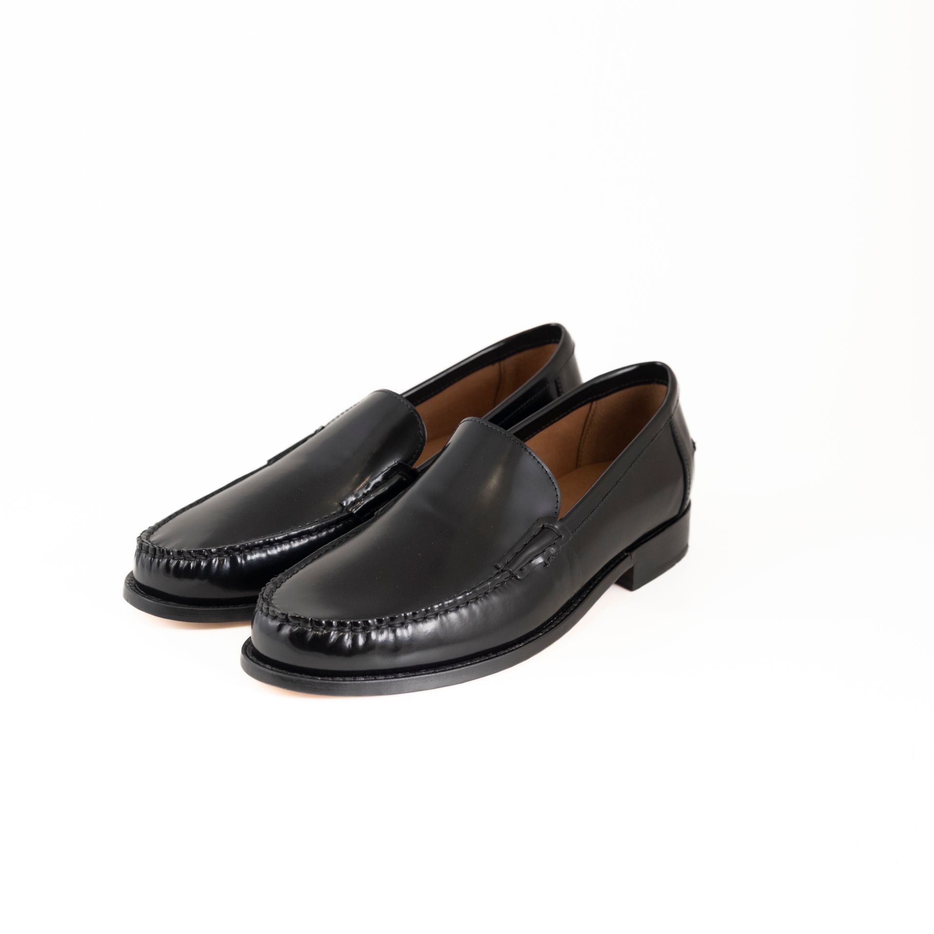 LE MOC mocassino       spazzolato nero , fondo cuoio