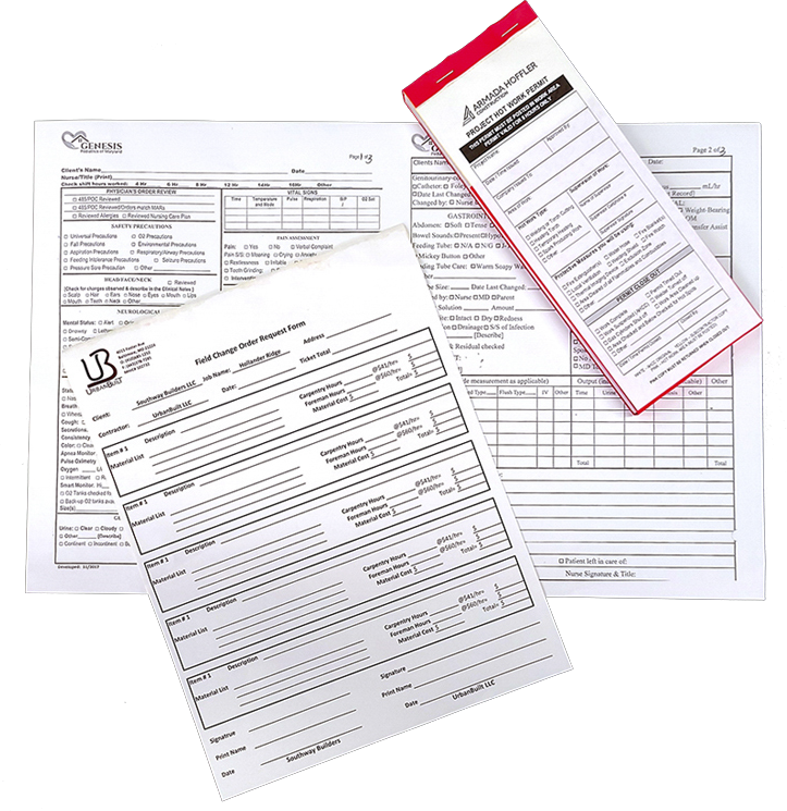 NCR carbonless forms in 2-part duplicate	