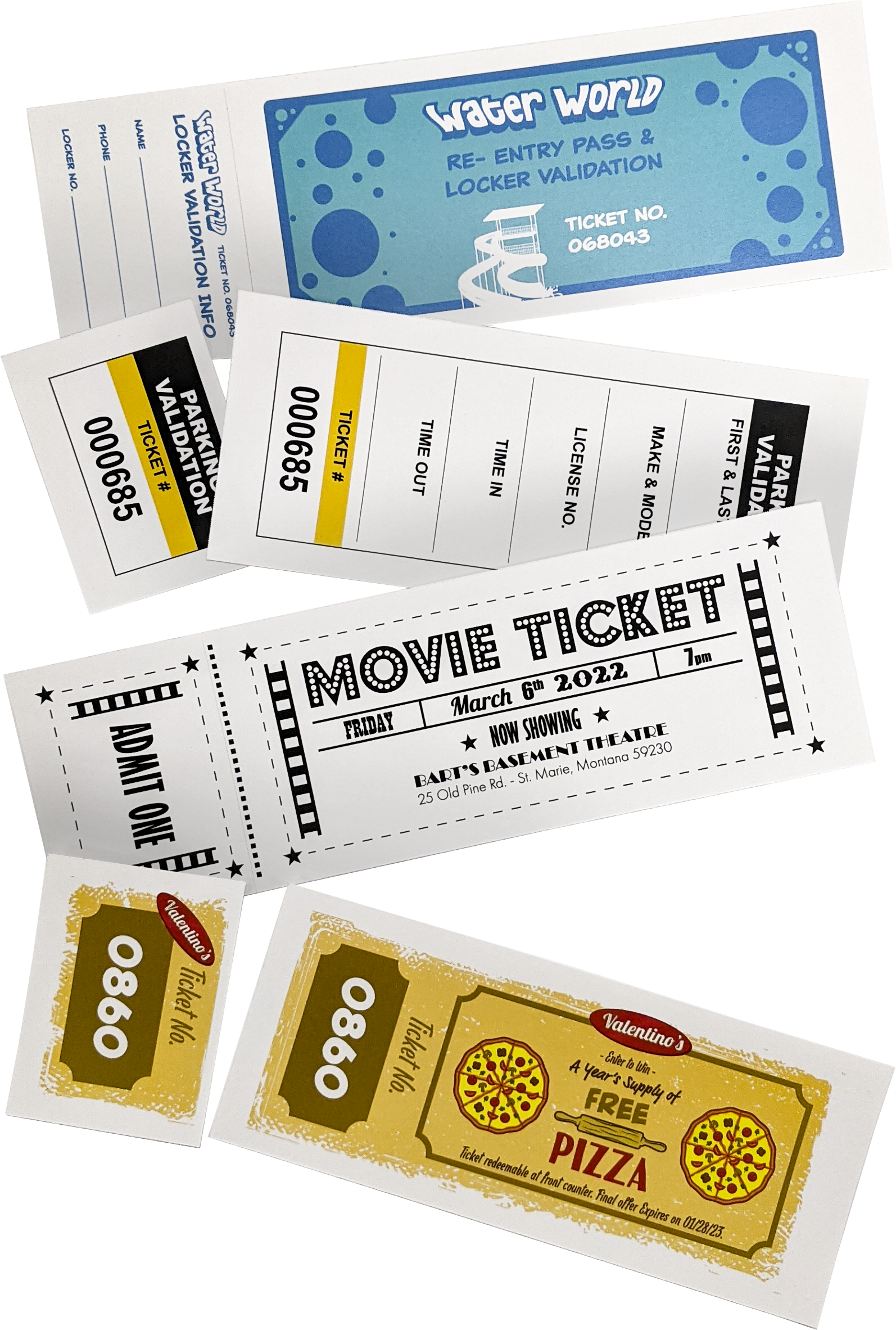 Perforated raffle tickets with sequential numbering	