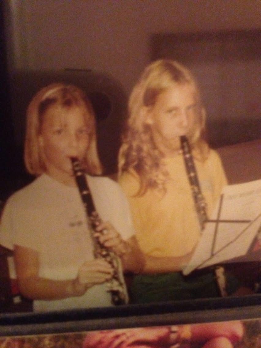 Loren and Paula as kids playing the clarinet together