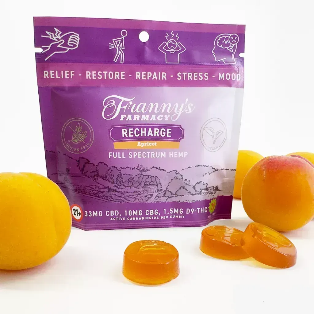 Franny's Farmacy Recharge Full Spectrum vegan gluten free CBD gummies