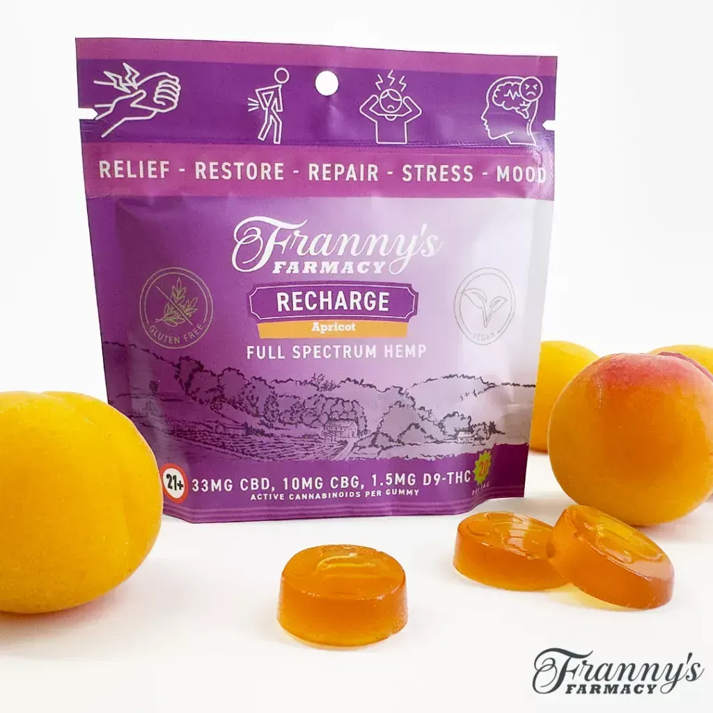 Franny's Farmacy Recharge Full Spectrum vegan gluten free CBD gummies