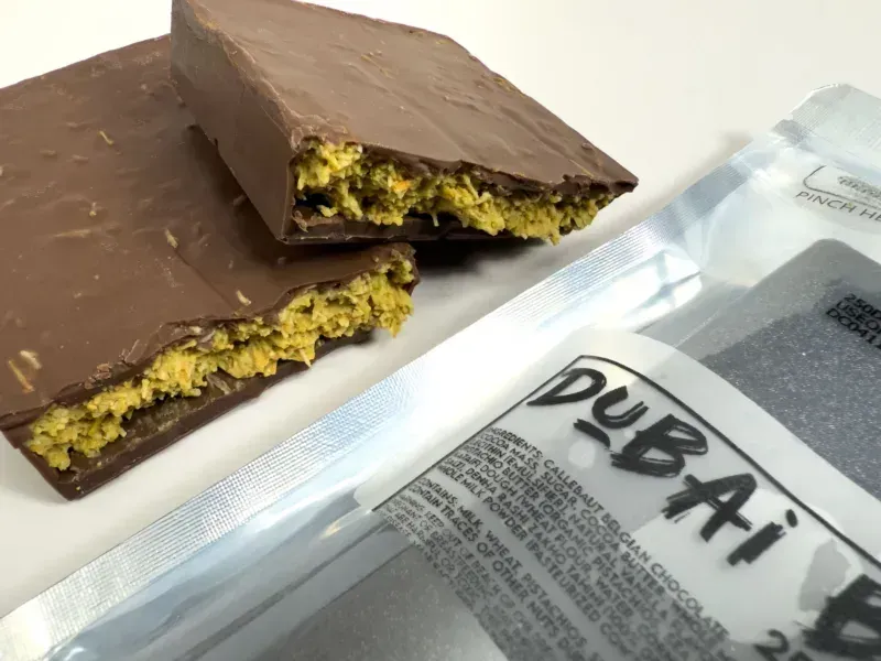 Dubai Chocolate THC infused chocolate bar