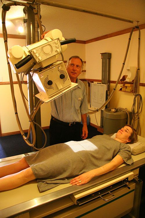 A patient having a scan