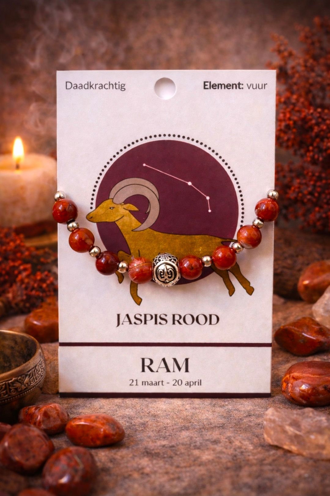 Armband Jaspis Rood - Sterrenbeeld 'Ram'
