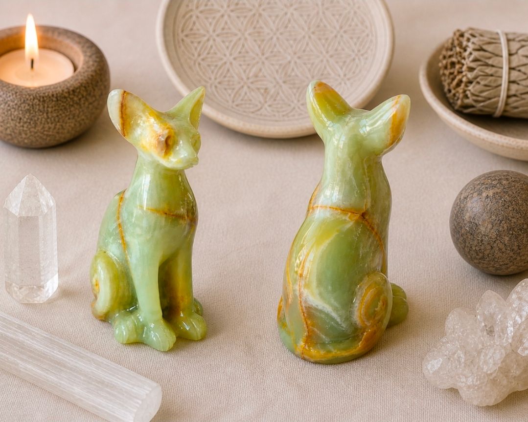 Afghan Jade Sphinx Figurine - 10 cm (MG)