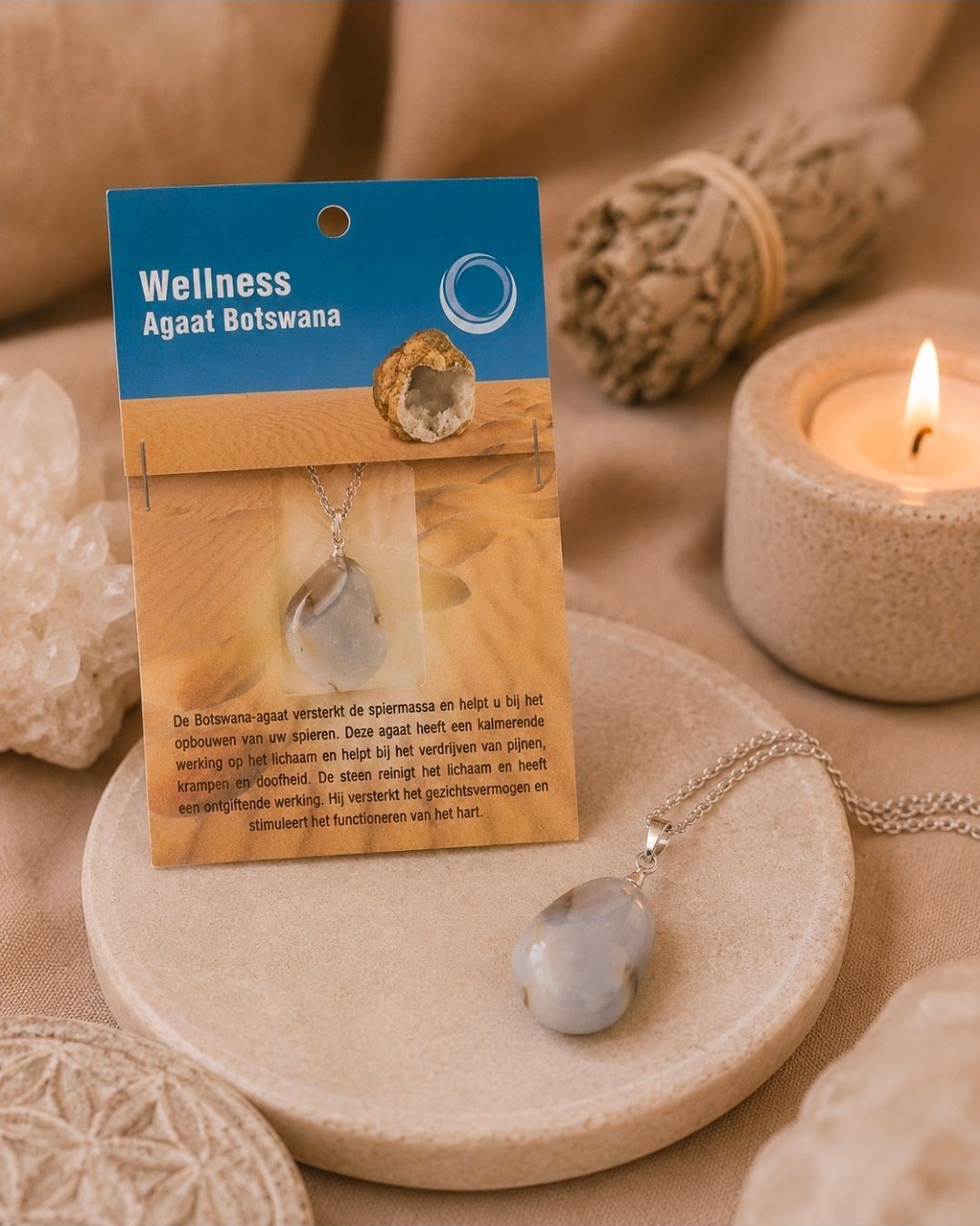 Agate Botswana Health Pendant   Necklace
