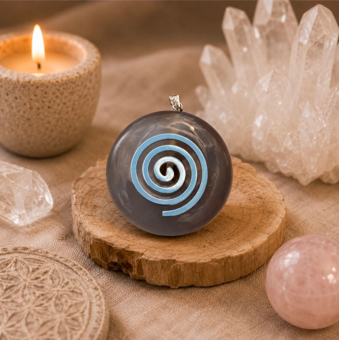 Agate Donut pendant - Spiral / 4 cm