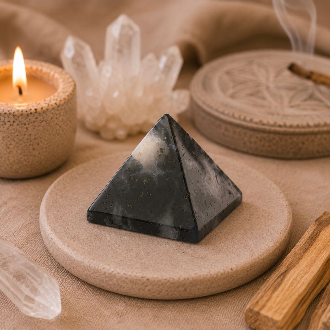 Agate moss gemstone pyramid - 3.5 cm