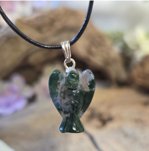 Agaat Mos Engelen hanger - 2 cm