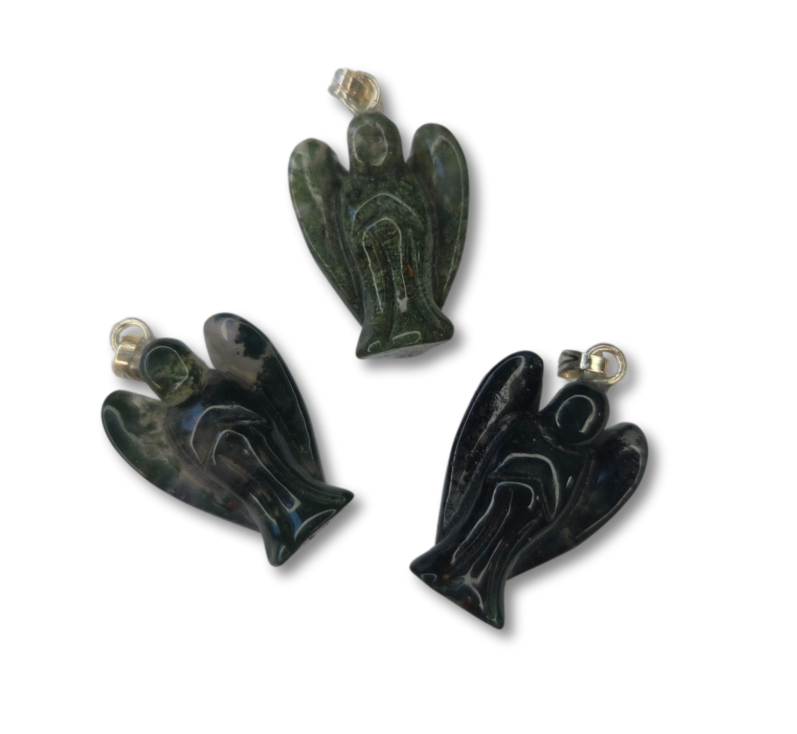 Agaat Mos Engelen hanger - 2 cm