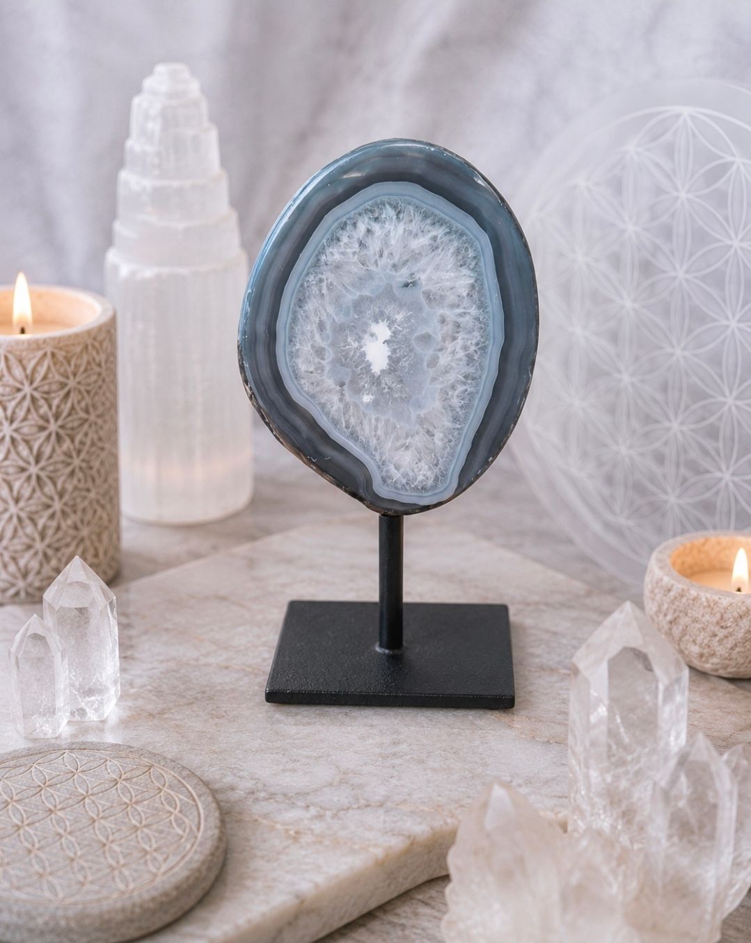 Agaat op standaard - 15 cm (nr. 22)
