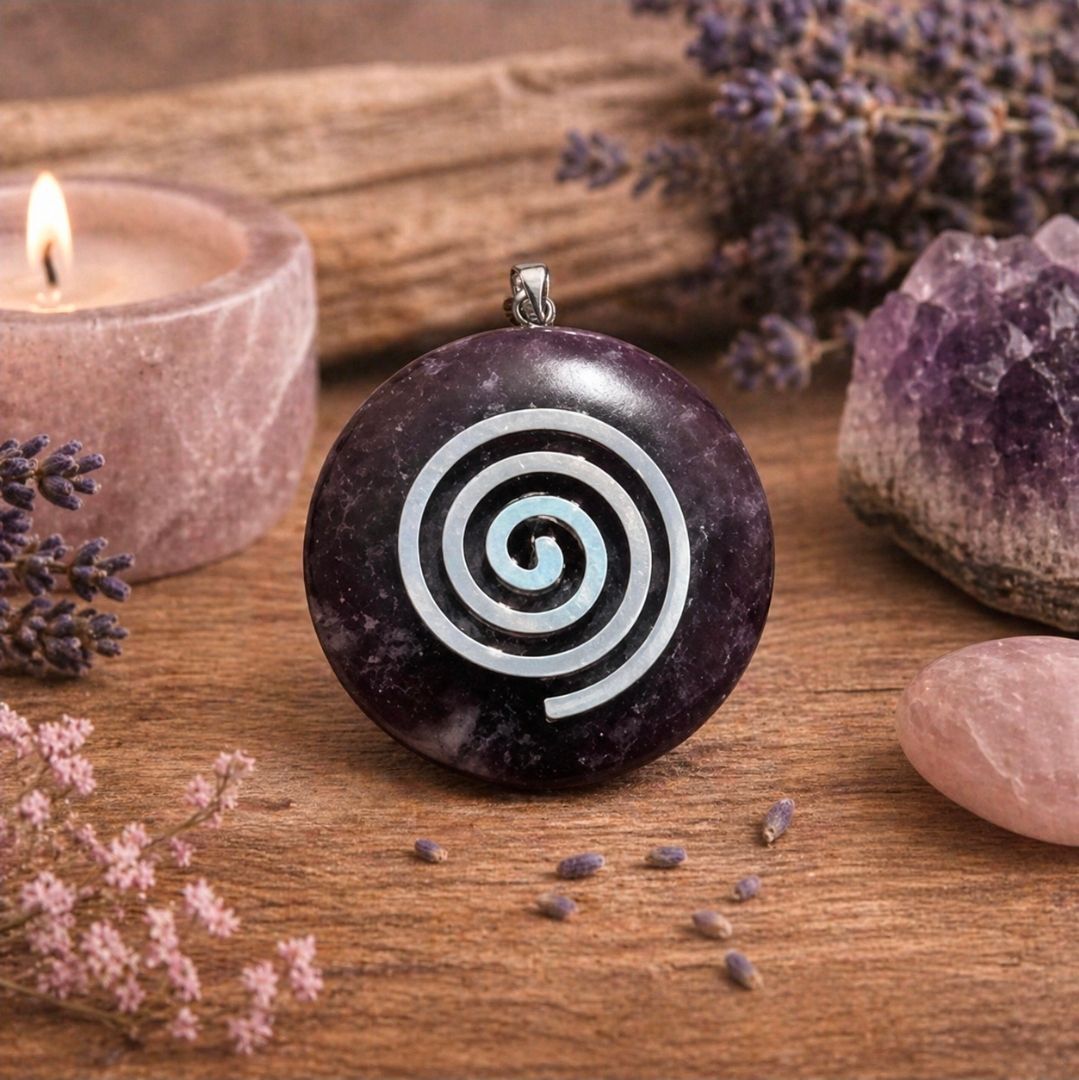 Amethyst Donut Pendant - Spiral / 4 cm