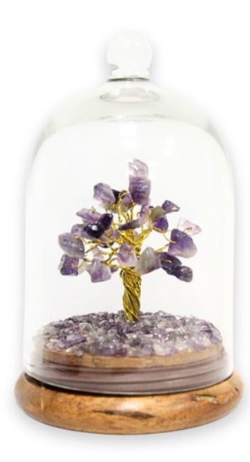 Amethist Edelsteen Boompje - Glazen Stolp