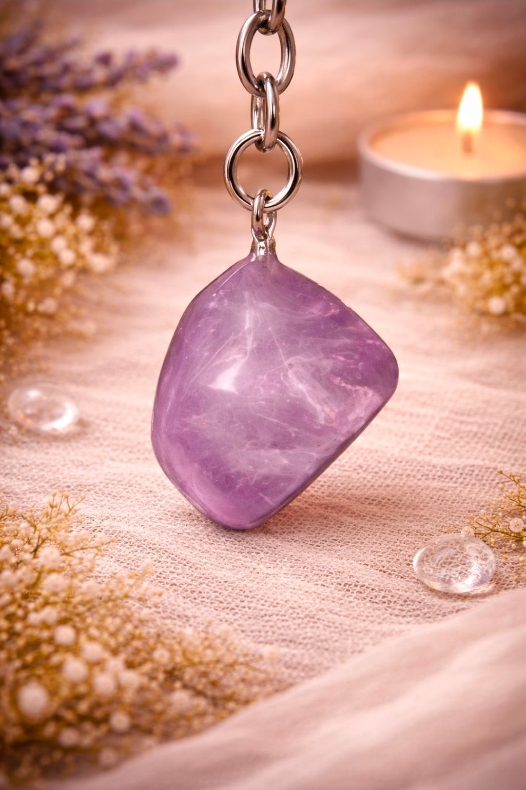 Amethist Sleutelhanger (geboortesteen februari)