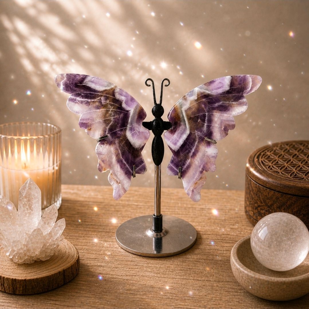 Amethyst Butterfly on Stand - 12-14 cm (MG)