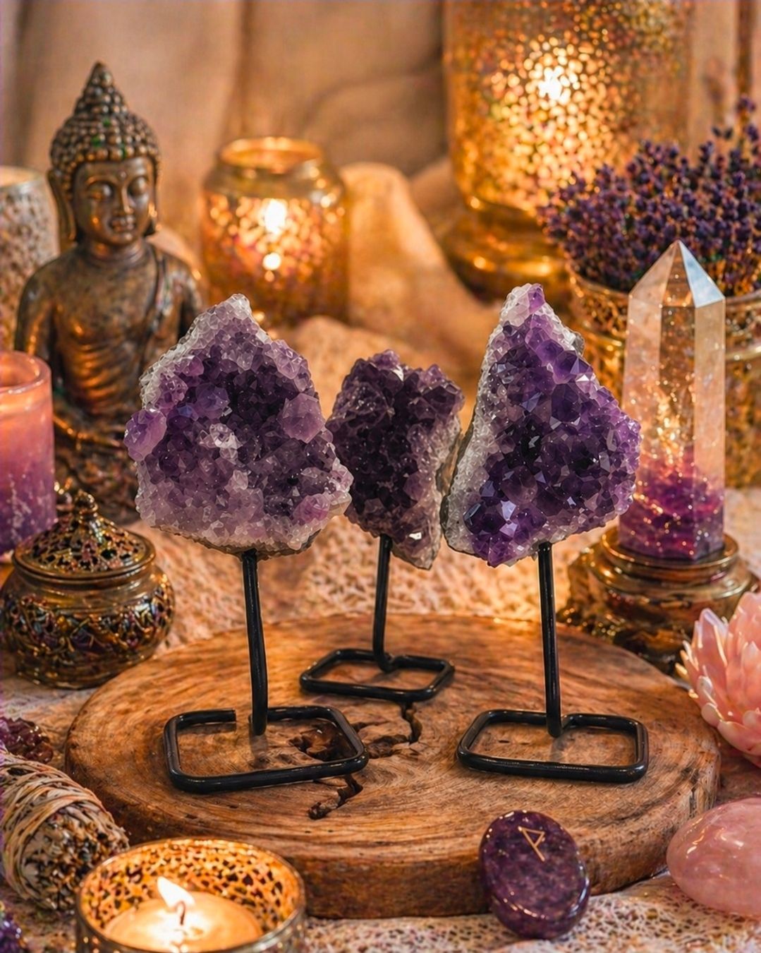 Amethyst on stand - Small / 9 cm