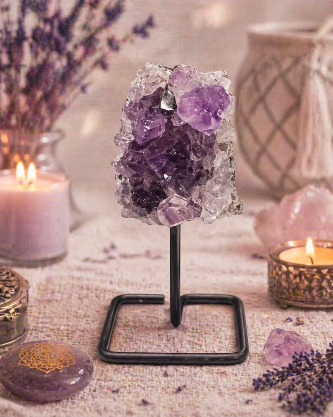 Amethyst on stand - Mini / 8- 9 cm