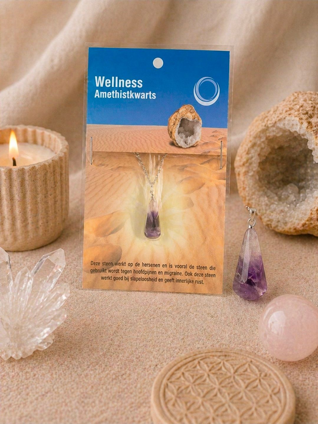 Amethyst Quartz Health Pendant   Necklace