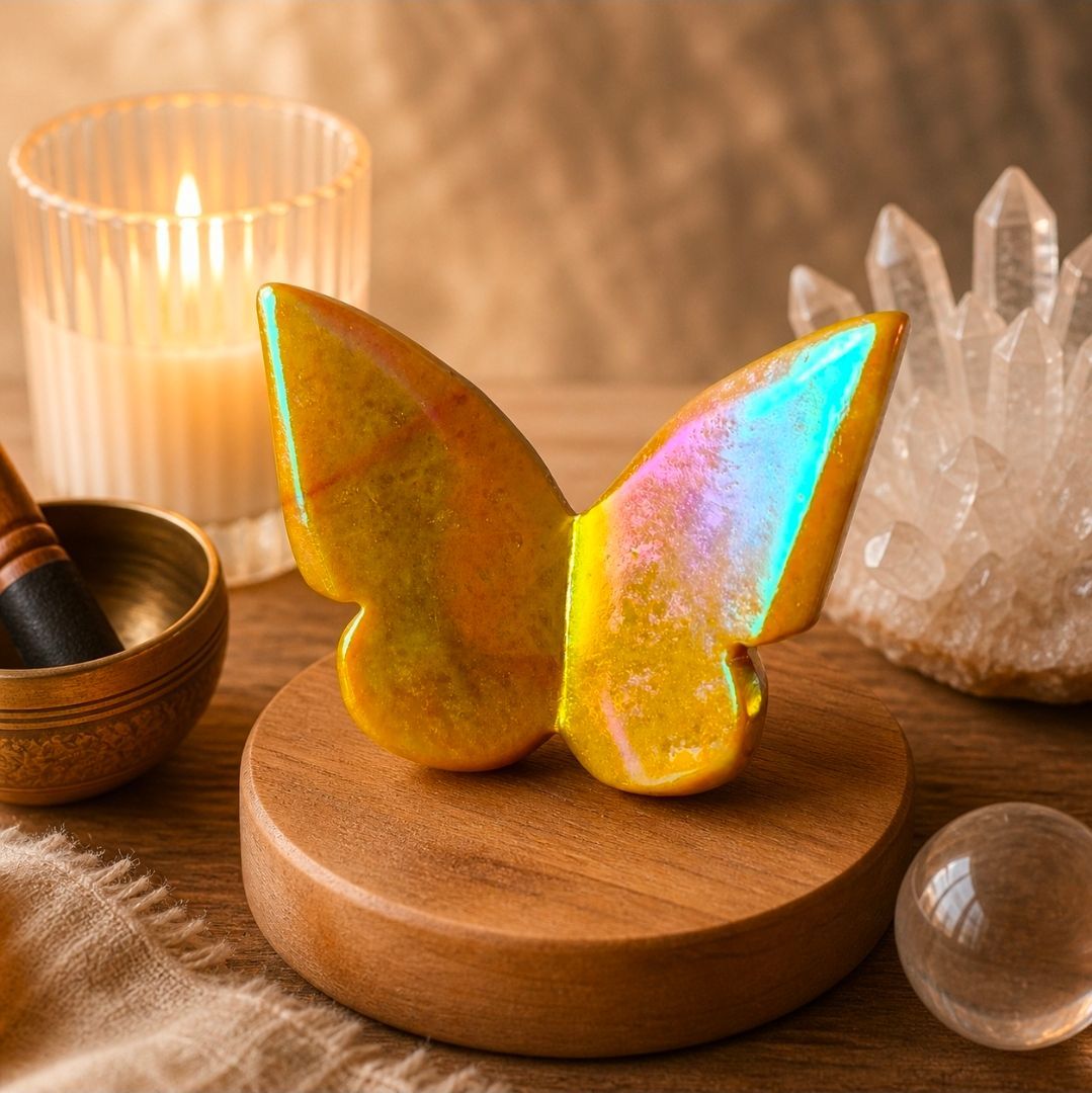 Angel Aura / Yellow Jade Gemstone Butterfly – 6x5 cm (MG)