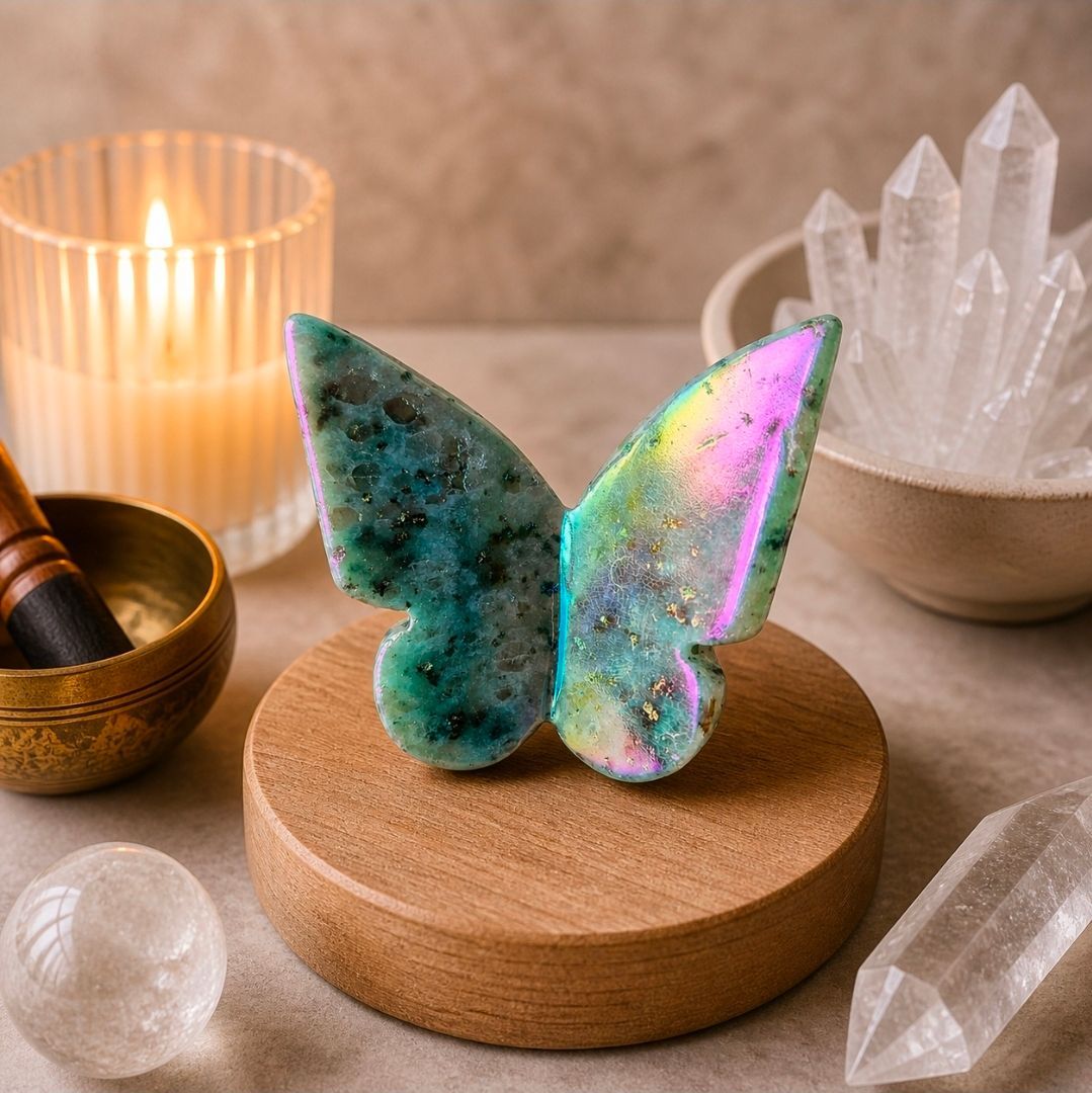 Angel Aura Kiwi Jasper Gemstone Butterfly – 6x5 cm (MG)