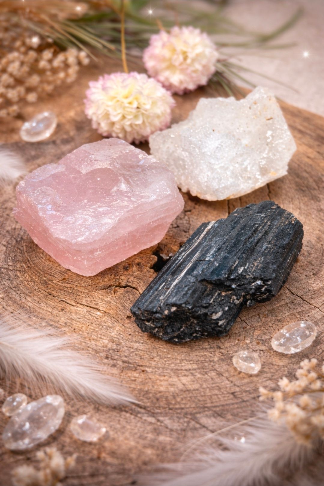 Anti Straling Edelstenen XL met Bergkristal / Rozekwarts / Toermalijn