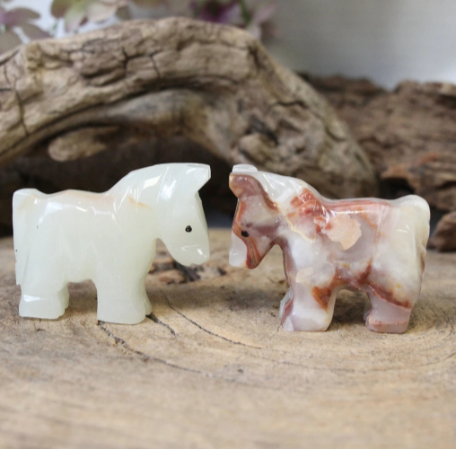 Aragoniet / Onyxmarmer Edelsteen Paard - 5.3 cm