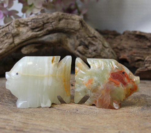 Aragoniet / Onyxmarmer Edelsteen Vis - 5.5 cm