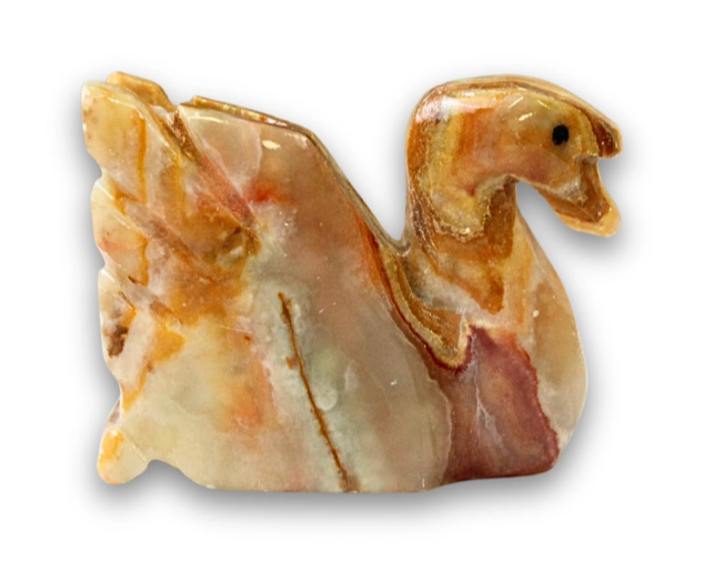 Aragoniet / Onyxmarmer Edelsteen Zwaan - 5 cm