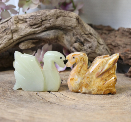 Aragoniet / Onyxmarmer Edelsteen Zwaan - 5 cm
