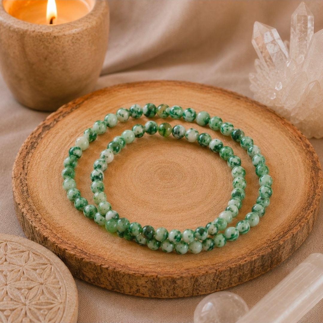 Armband Agaat Wit / Groen - Kralen 4 mm