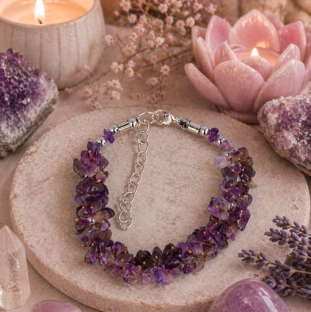 Armband Amethist - Split Kralen met sluiting (geboortesteen februari)