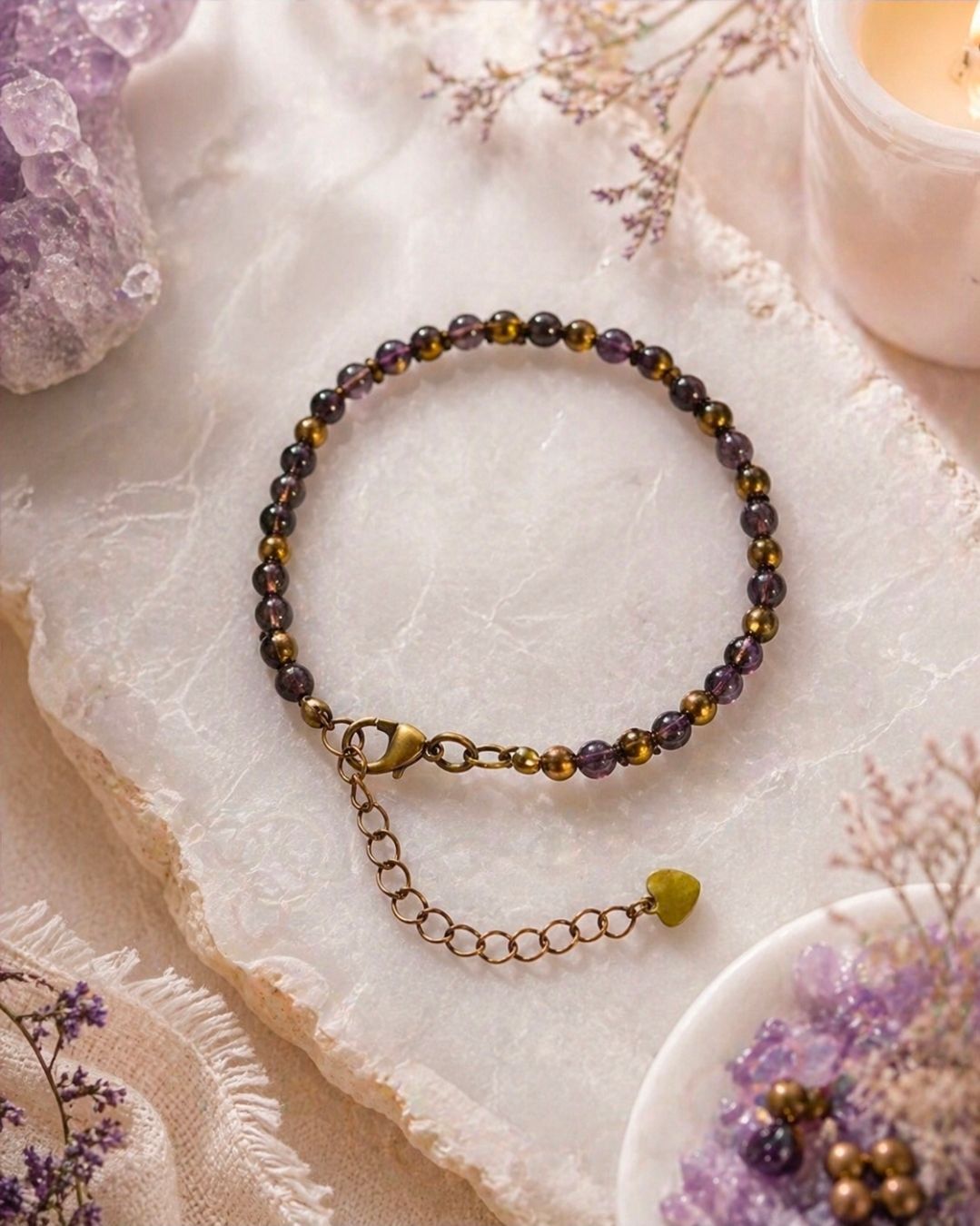 Armband Amethist Brons (geboortesteen februari)