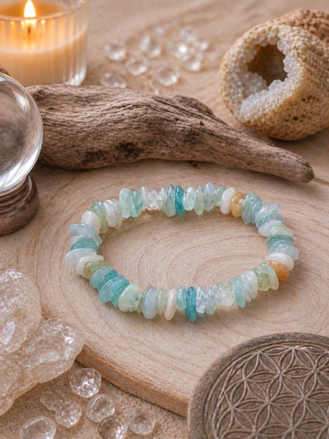 Armband Aquamarijn - Split Kralen (geboortesteen maart)