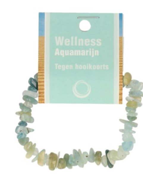 Armband Aquamarijn met betekenis kaartje - Split Kralen / A Kwaliteit