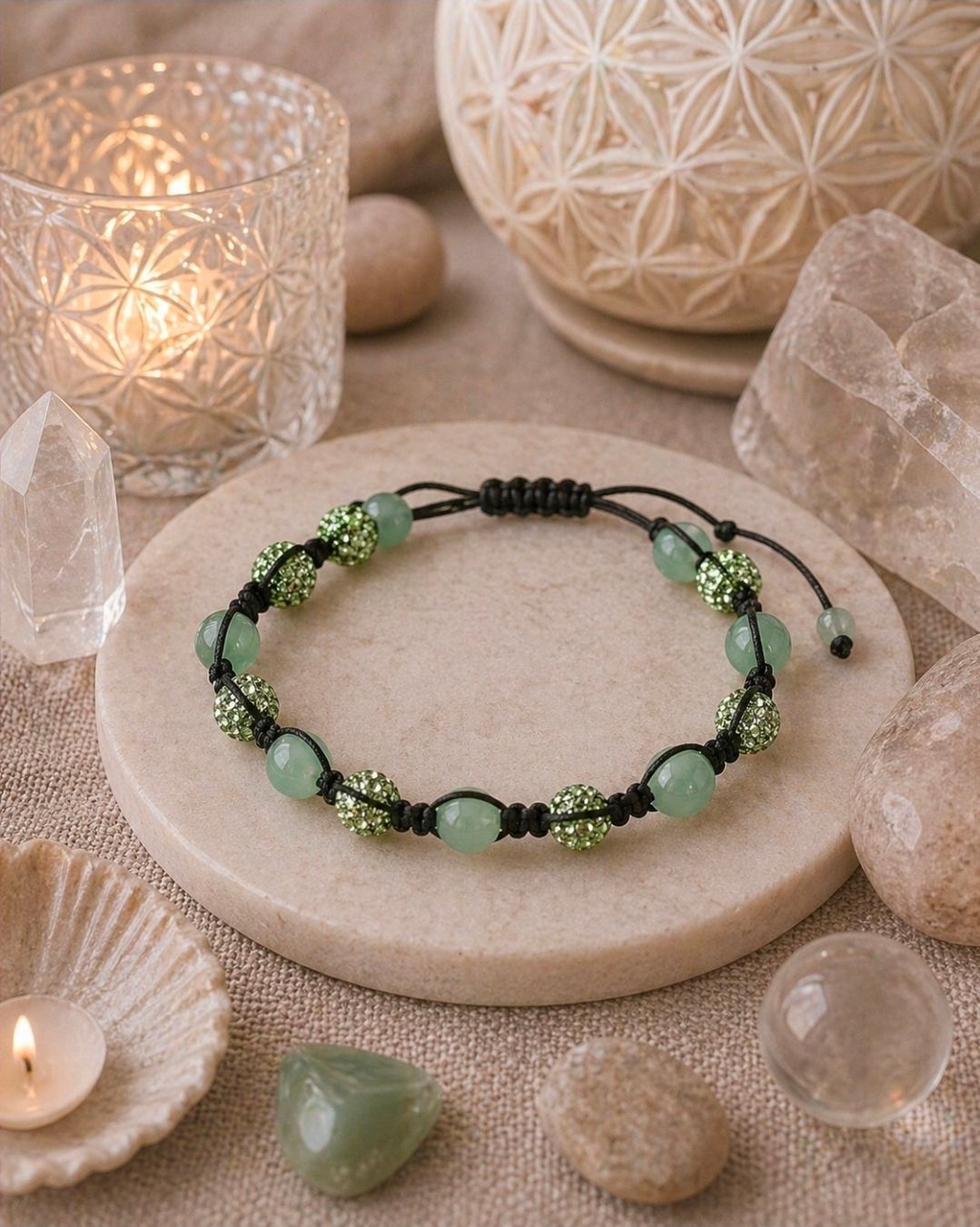 Armband Aventurijn Shamballa - Met Glitter Kralen