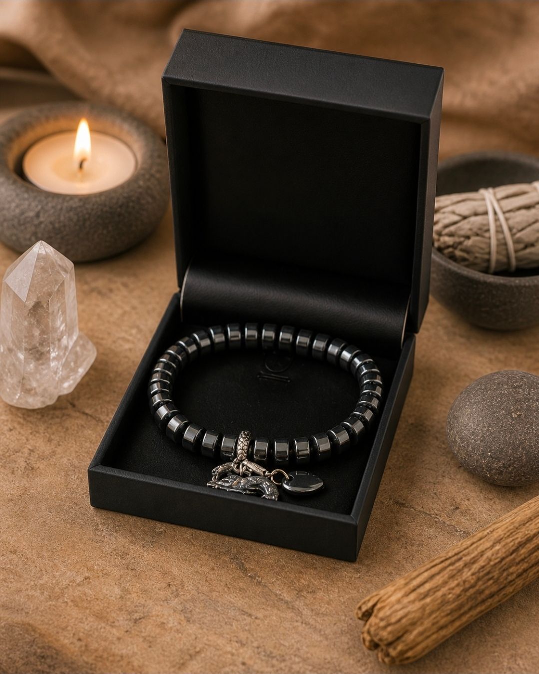 Armband Hematiet + 3 Bedels