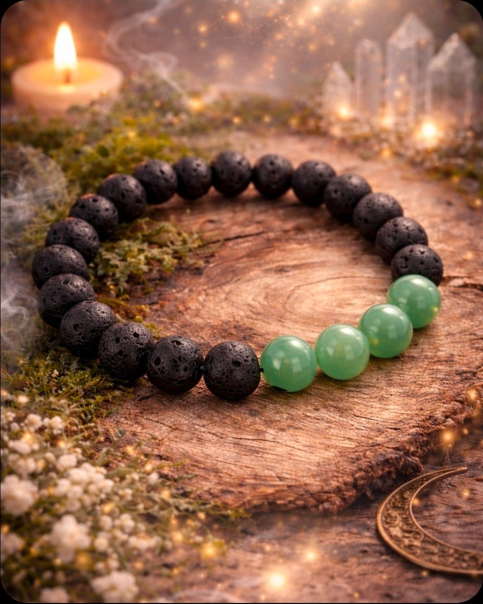 Armband Lavasteen + Aventurijn Groen