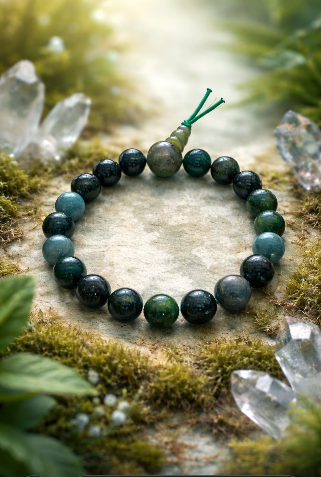 Armband Agaat - Kralen / Mos groen