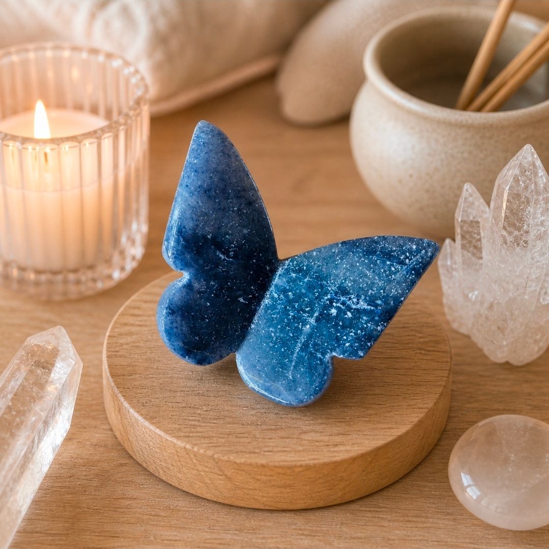 Blue Aventurine Gemstone Butterfly – 6x5 cm (MG)