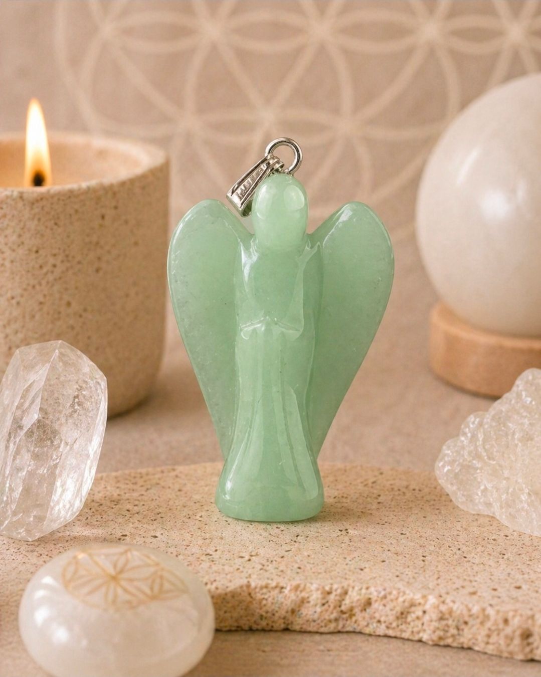 Aventurine Angel Pendant / 2 cm