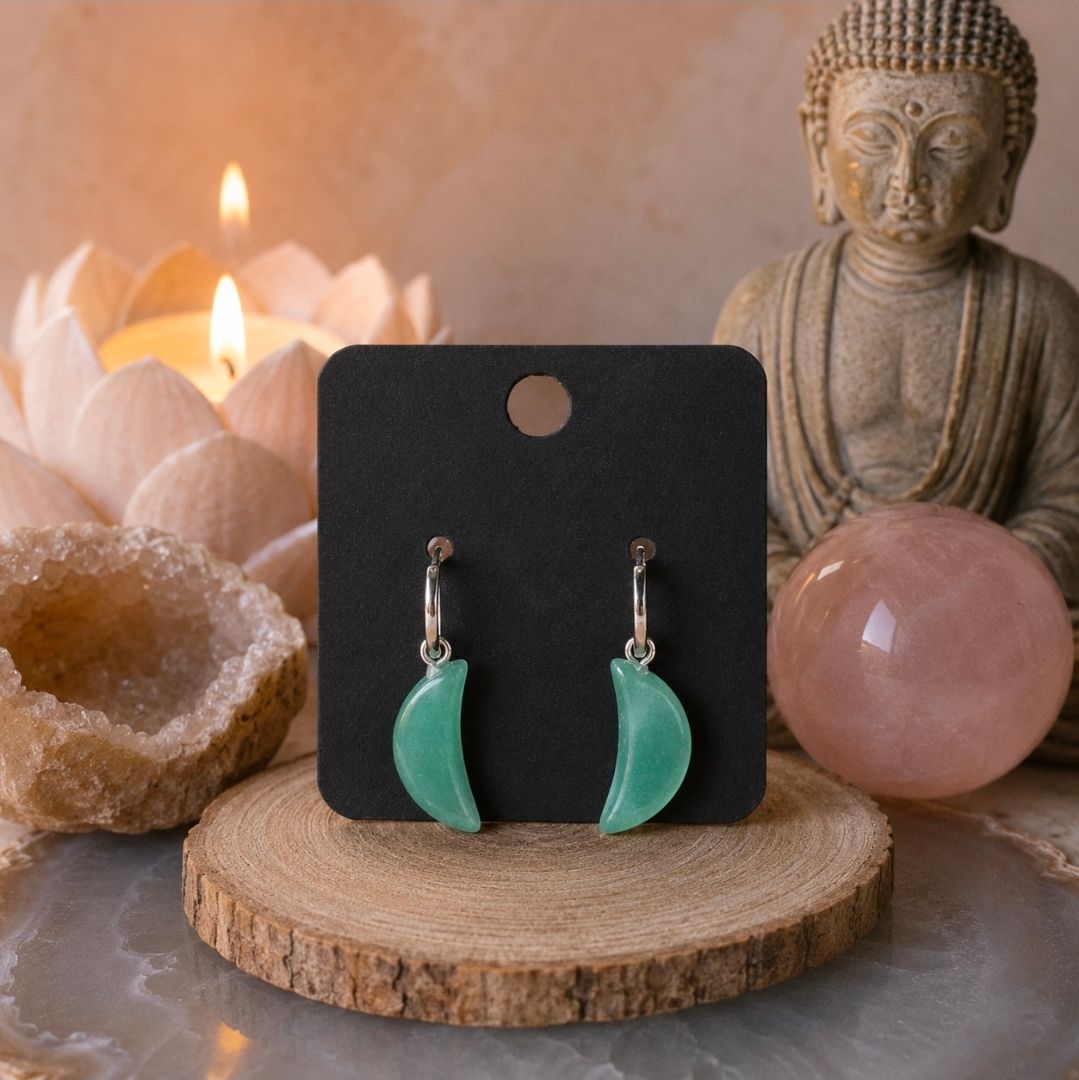 Aventurine Moon Earrings