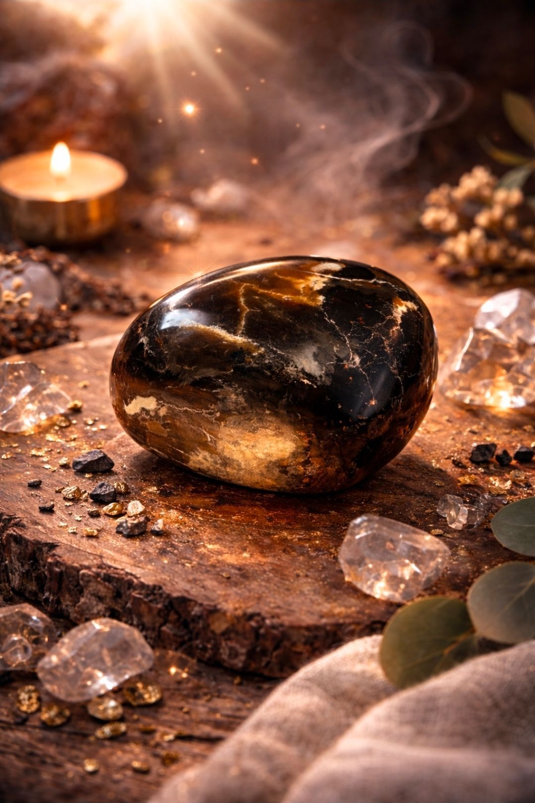 Barnsteen Blauw met Bruin