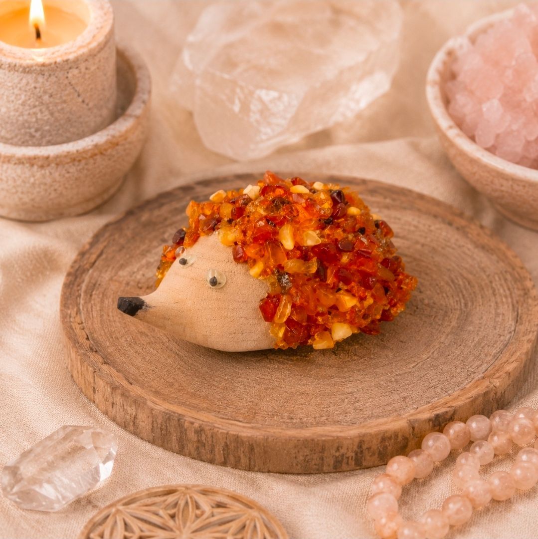 Amber Gemstone Hedgehog - 6 cm