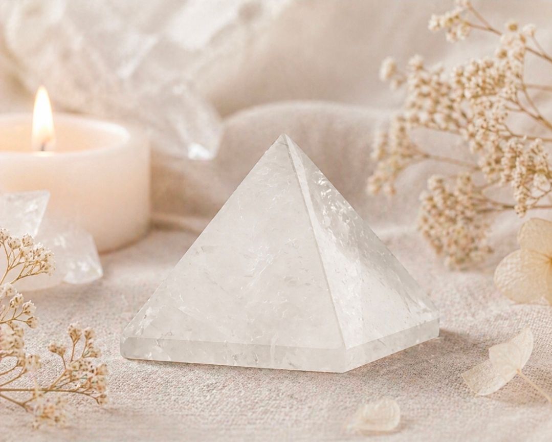 Rock crystal gemstone pyramid - 3.5 cm