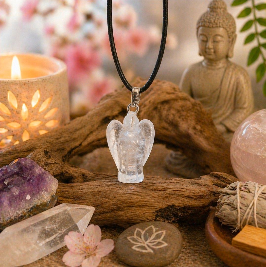 Rock Crystal Angel Pendant - 2 cm