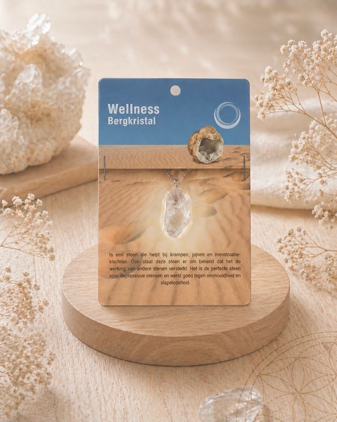 Rock Crystal Health Pendant   Necklace