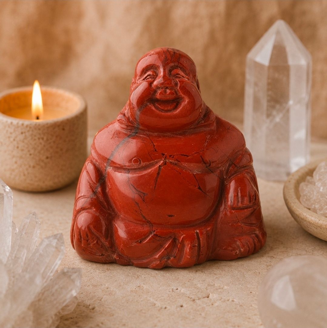 Boeddha Beeldje - Jaspis Rood