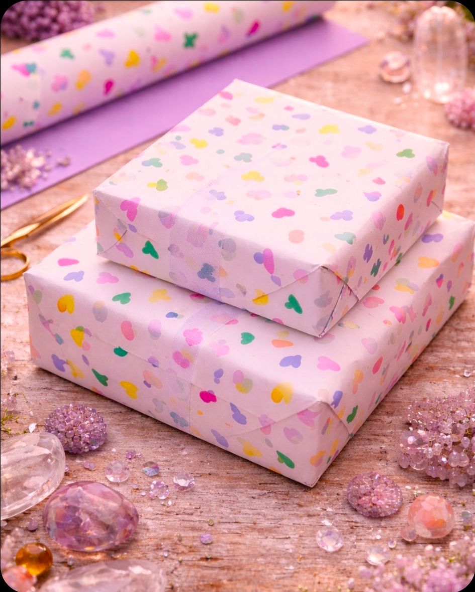 Cadeaupapier Lieve Hartjes Lila